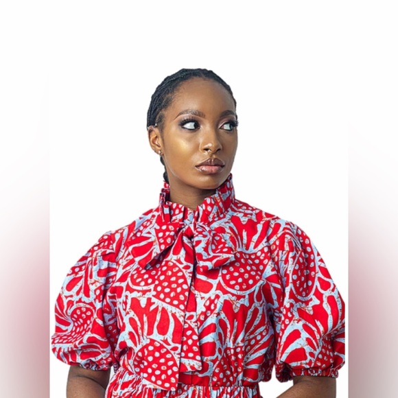 NWT Elisamama Kathy Blouse in Ruby Red - Picture 11 of 14